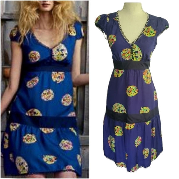 Maeve | Anthropologie "Lighthouse Route" Floral Silk Dress - Picture 1 of 9